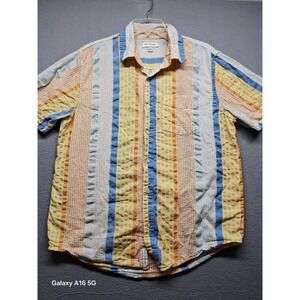 Free Assembly Women Multi Color Short Sleeve Button-Up  Size L